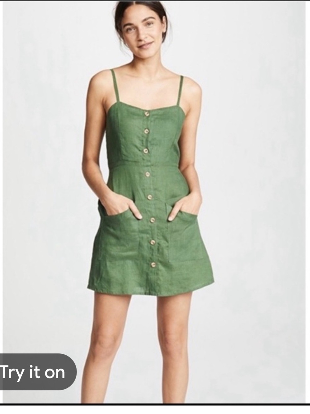 Faithfull the Brand Green Button-Front Mini Dress